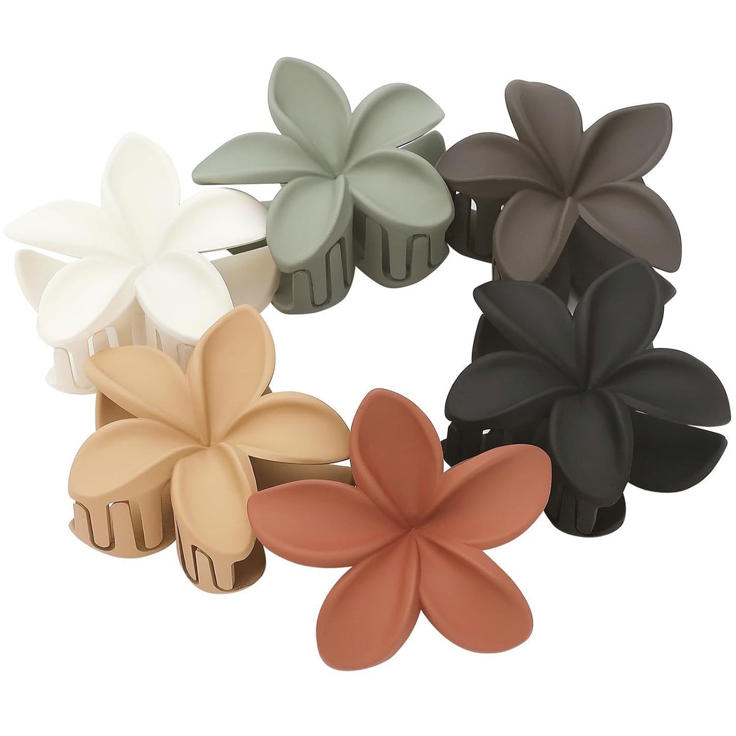 Large Flower Claw Hair Clips - 6 Pcs Hawaiian Style for Thick & Medium Hair | Beach Accessories for Women & Girls