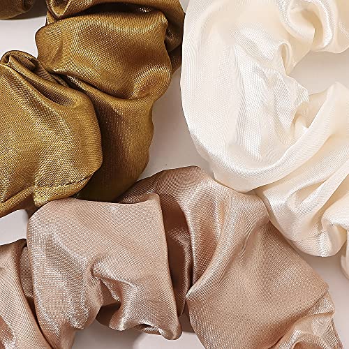 Silk Satin Hair Scrunchies - Premium Elastic Hair Ties Pack for Women
