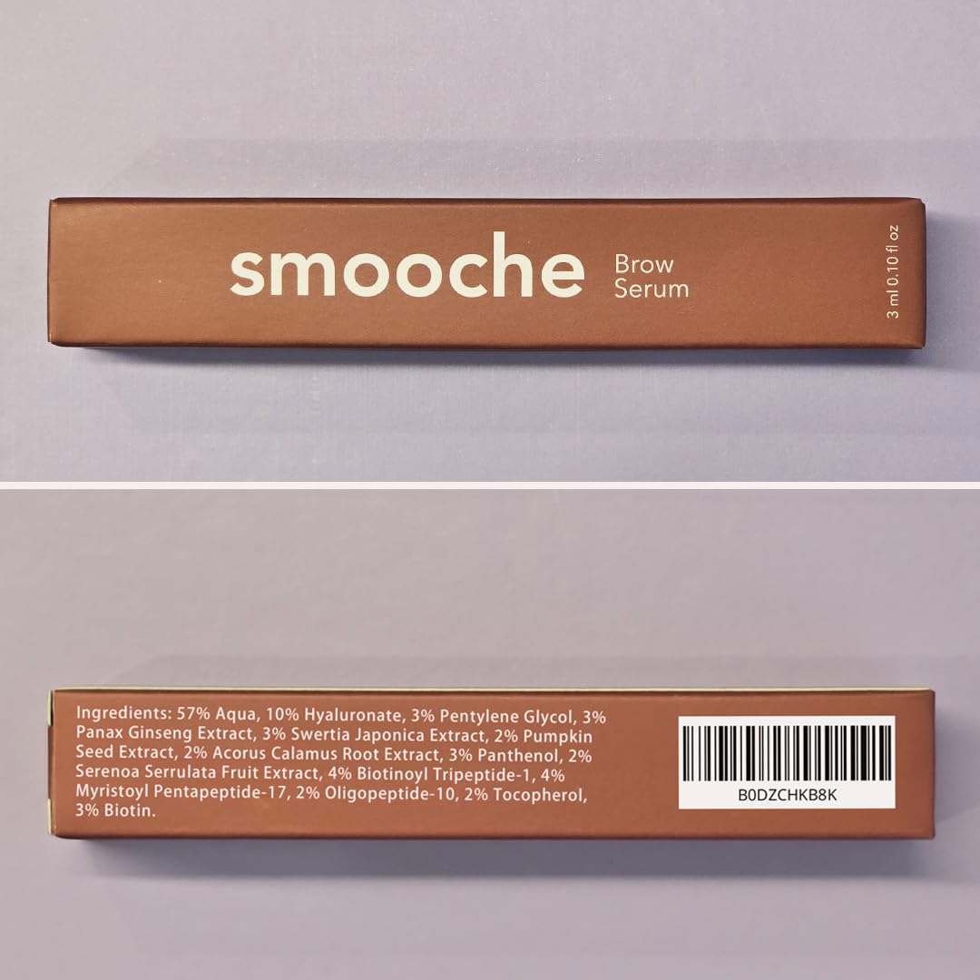 Smooche Eyebrow Growth Serum – Clinically Tested Natural Brow Enhancing Serum for Fuller, Thicker Brows in 8 Weeks – Vegan & Hormone‑Free – 3 mL