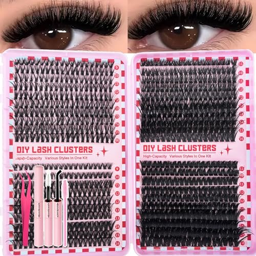 Werupec 800 Pcs D Curl Lash Clusters Kit - DIY Wispy Volume Eyelash Extensions