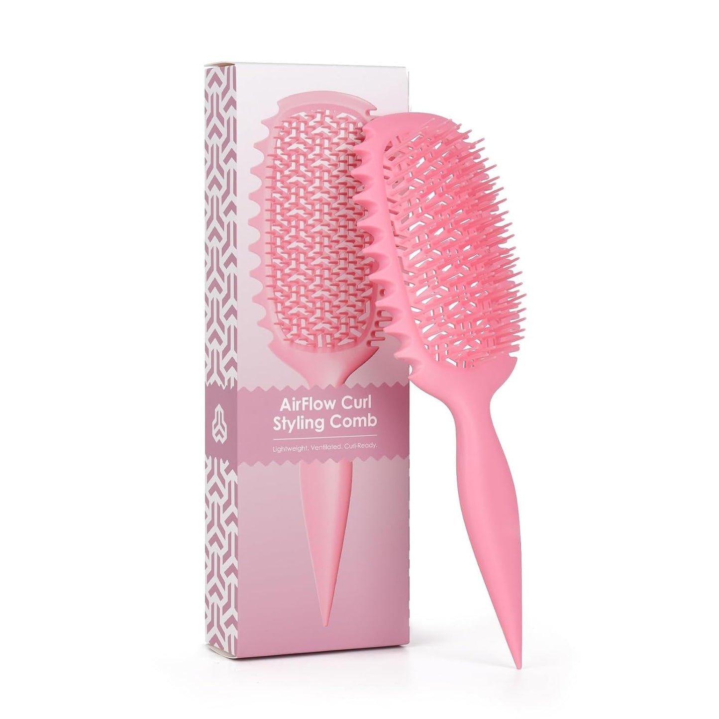 AirFlow Curl Defining Brush - Pink Detangling Brush for Curly Hair | Ventilated Design for All Hair Types