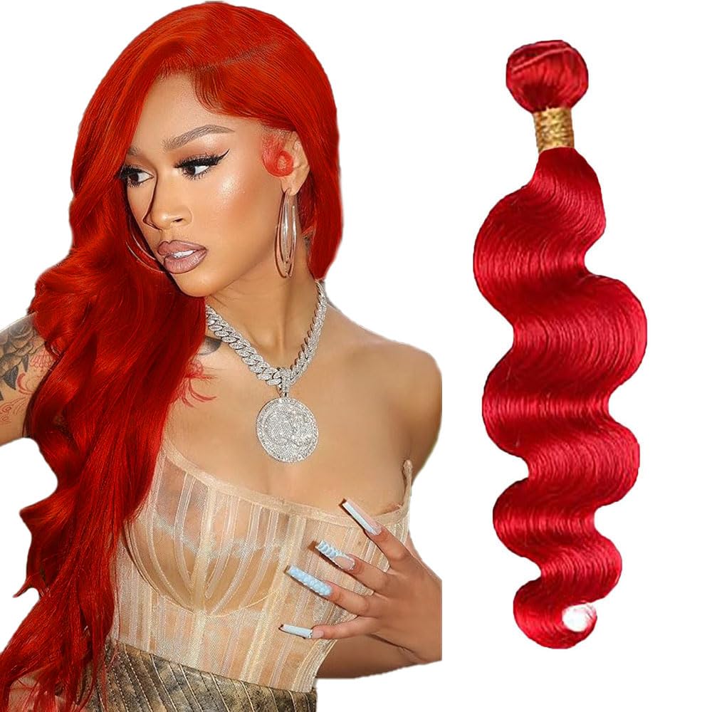 Red Bundles Human Hair Red Body Wave Bundle 18 Inch Unprocessed Virgin Double Weft Burgundy Bundle Hair Extensions