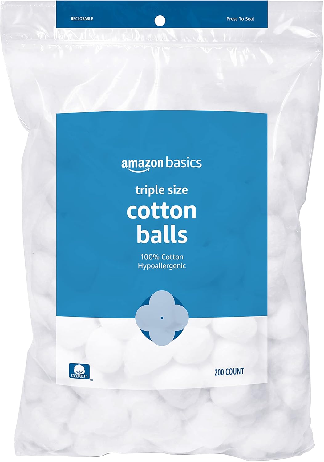 Cotton Balls for Skincare & Makeup Removal - Hypoallergenic 200 Count | Soft & Absorbent