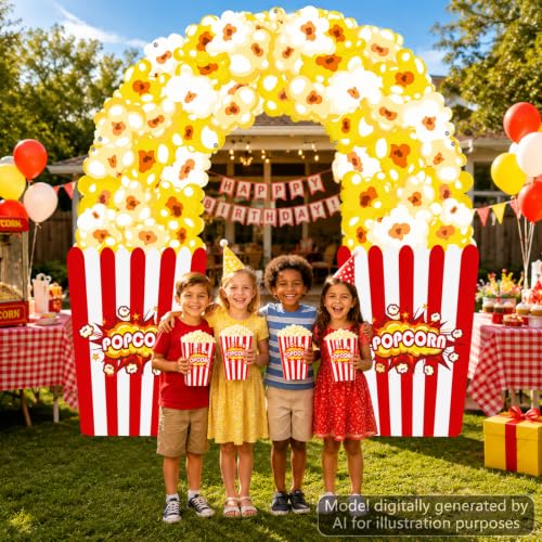 Popcorn Arch Door Banner Set - 3 Pcs Movie Night Decorations