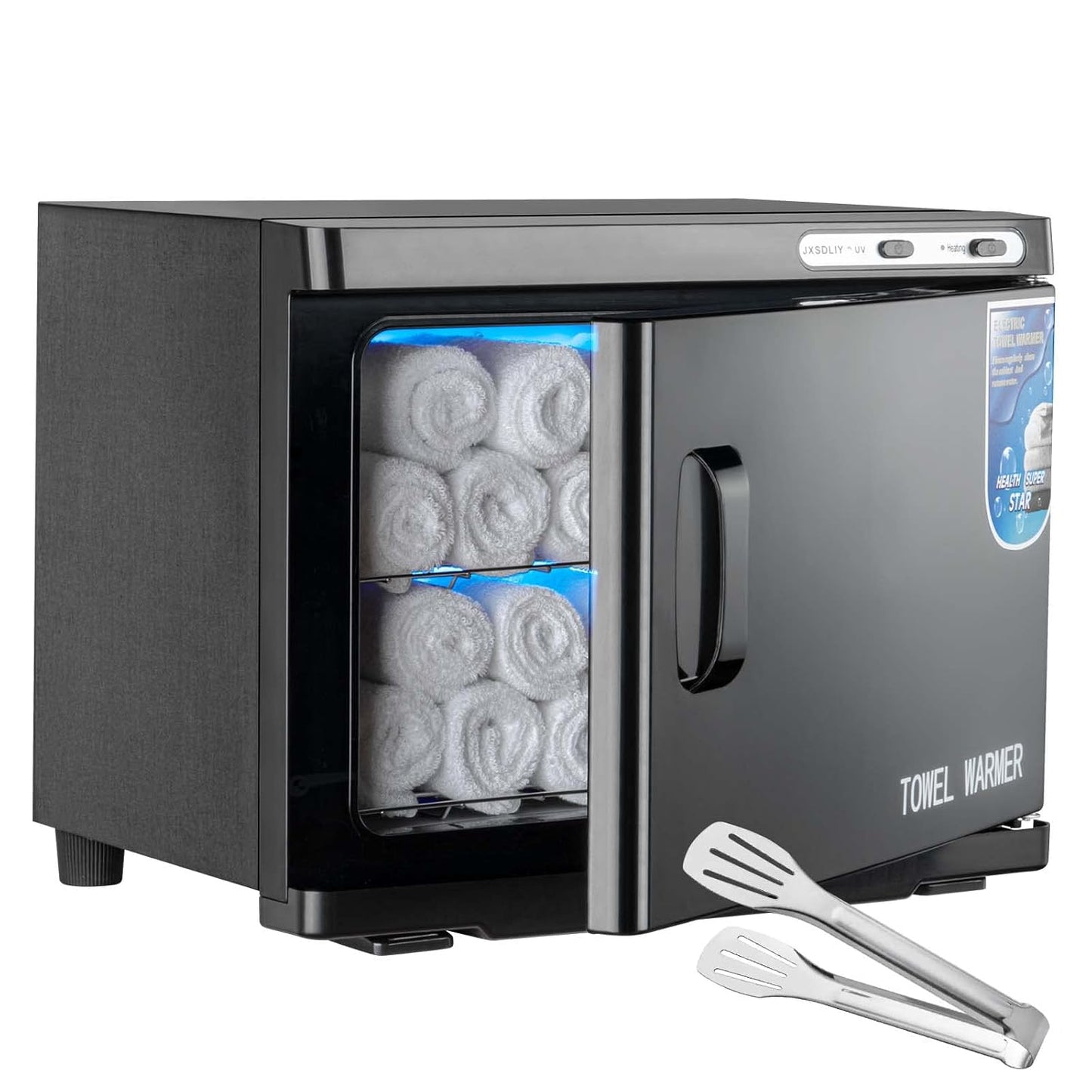 Towel Warmer Cabinet - 23L Large Capacity Hot Towel Heater with LED Light | Quick Heating for Spa & Salon (Black)