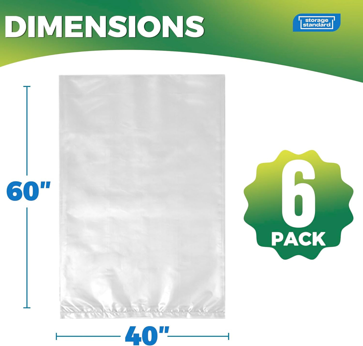 Large Clear Plastic Storage Bags - Waterproof Heavy-Duty Zip Ties | 40 x 60 Inches - Perfect for Luggage, Suitcases, Strollers & Travel Gear