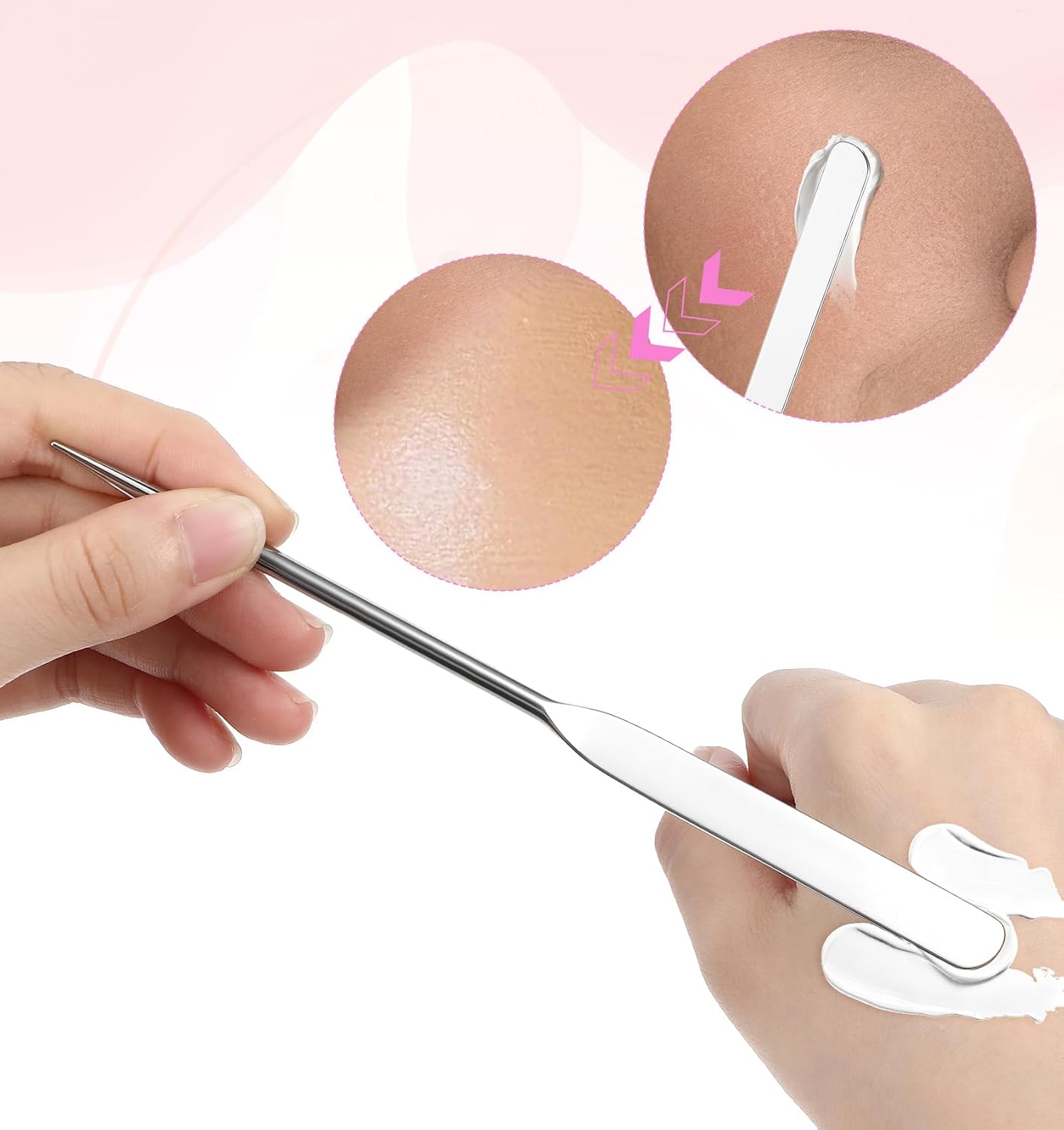 Makeup Spatula Set - 3Pcs Double-Edged Metal Applicators for Even Foundation & Face Cream Application | Assorted Styles