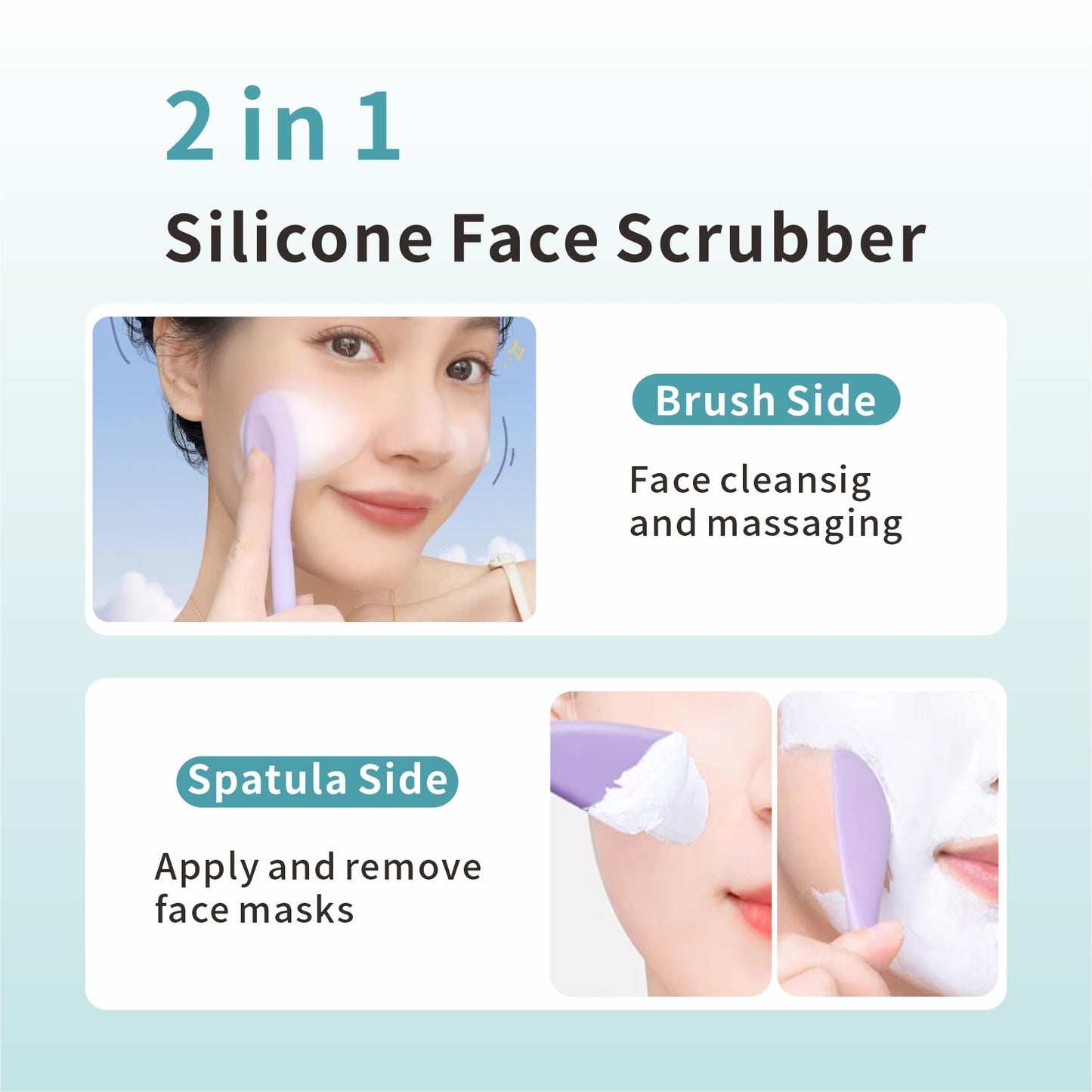 Blackhead Remover Tool,Black Head Remover for Face Nose-2 in 1 Pore Cleaning Brush Face Scrubber Skin Care Scraper Mask Applicator Spatula for Men Women Deep Cleansing (Blue)