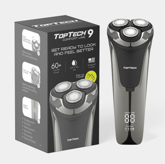 Electric Shaver for Men - Waterproof Rotary Razor with USB-C Rechargeable Battery | 60 Min Runtime & Pop-Up Trimmer