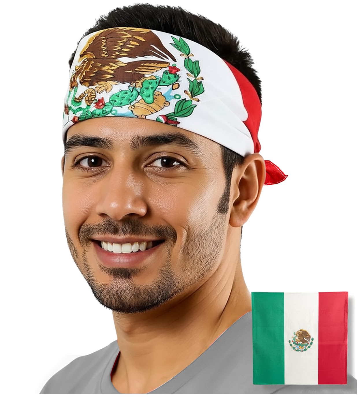 Costume Adventure Mexican Flag Bandana Mexico Flag Bandana Mexico Bandanna Headband for Men or Women - One Size
