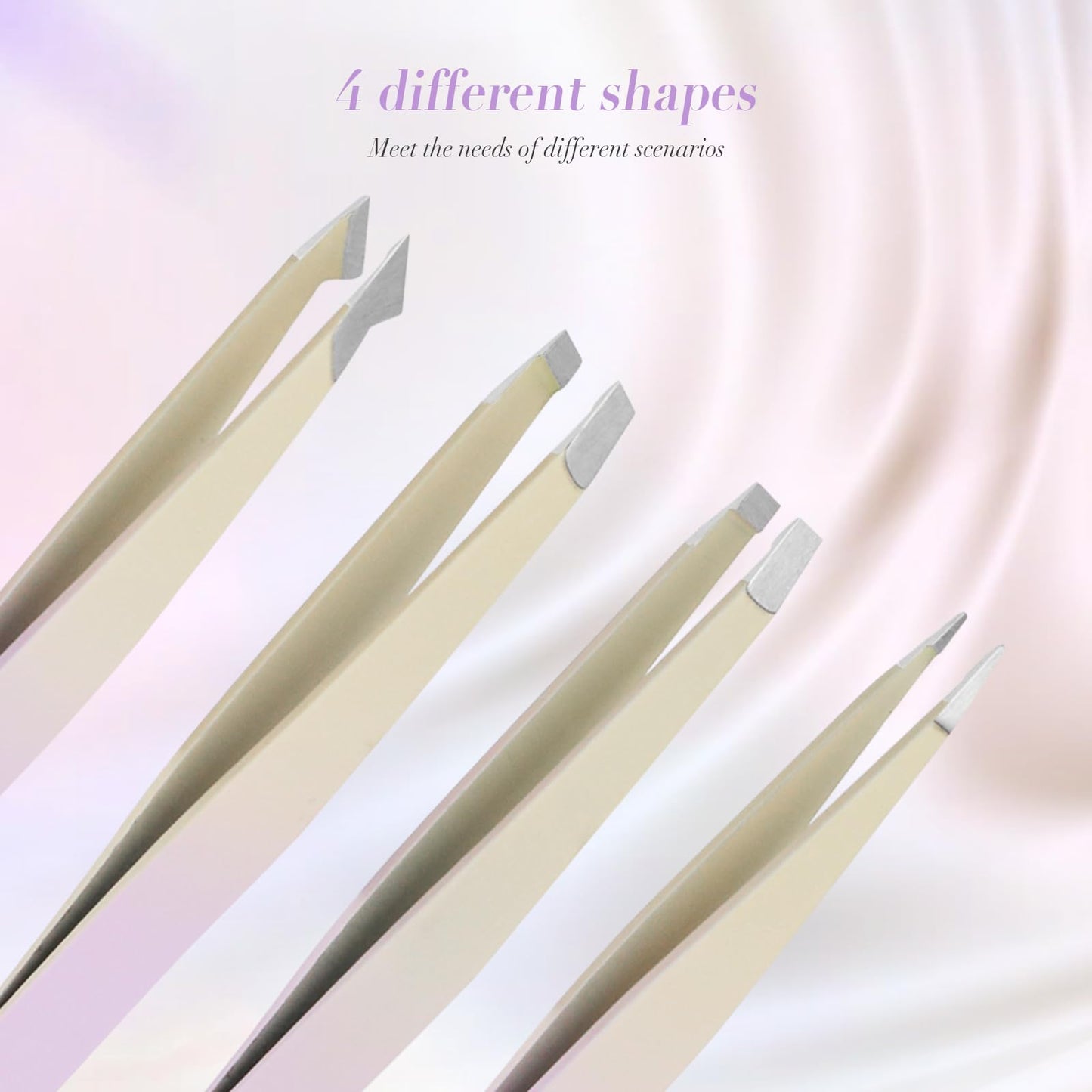 6 PCS Tweezers Set for Women, Eyebrow Tweezers Set with Curved Scissor for Ingrown Hair, Plucking Daily Beauty Tool with Leather Travel Case for Gifts (Gradient Purple)