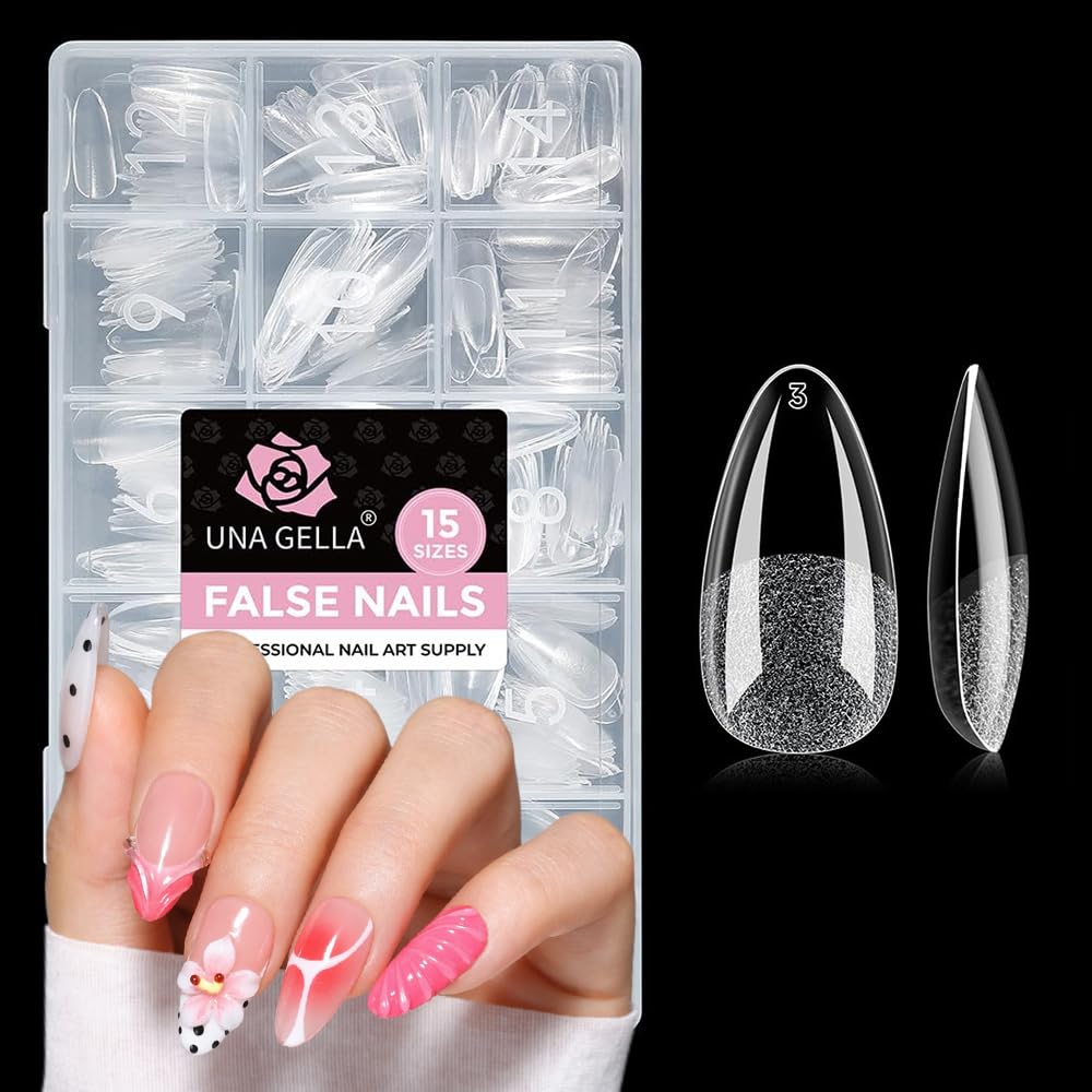 Short Almond Gel Nail Tips - 300PCS Pre-Etched Soft Gel for Easy DIY | Snug Fit Acrylic Extensions