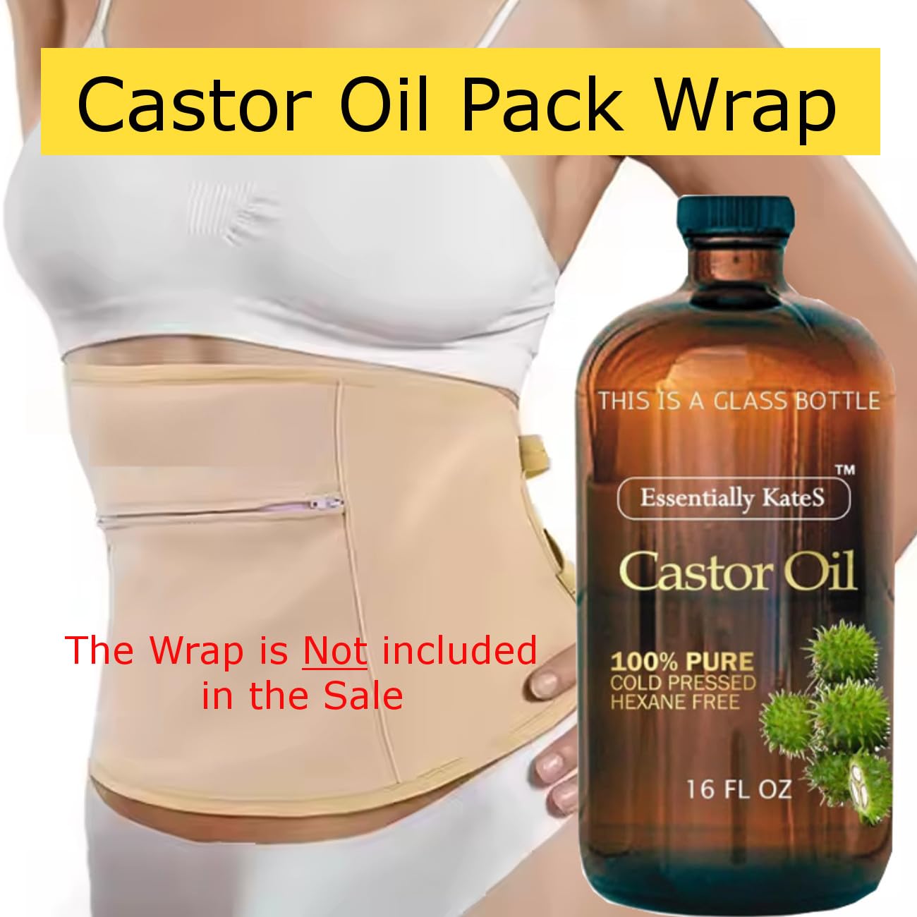 Castor Oil 16 Fl Oz - 100% Pure & Natural, Cold Pressed | Glass Bottle with Pump for Hair & Body