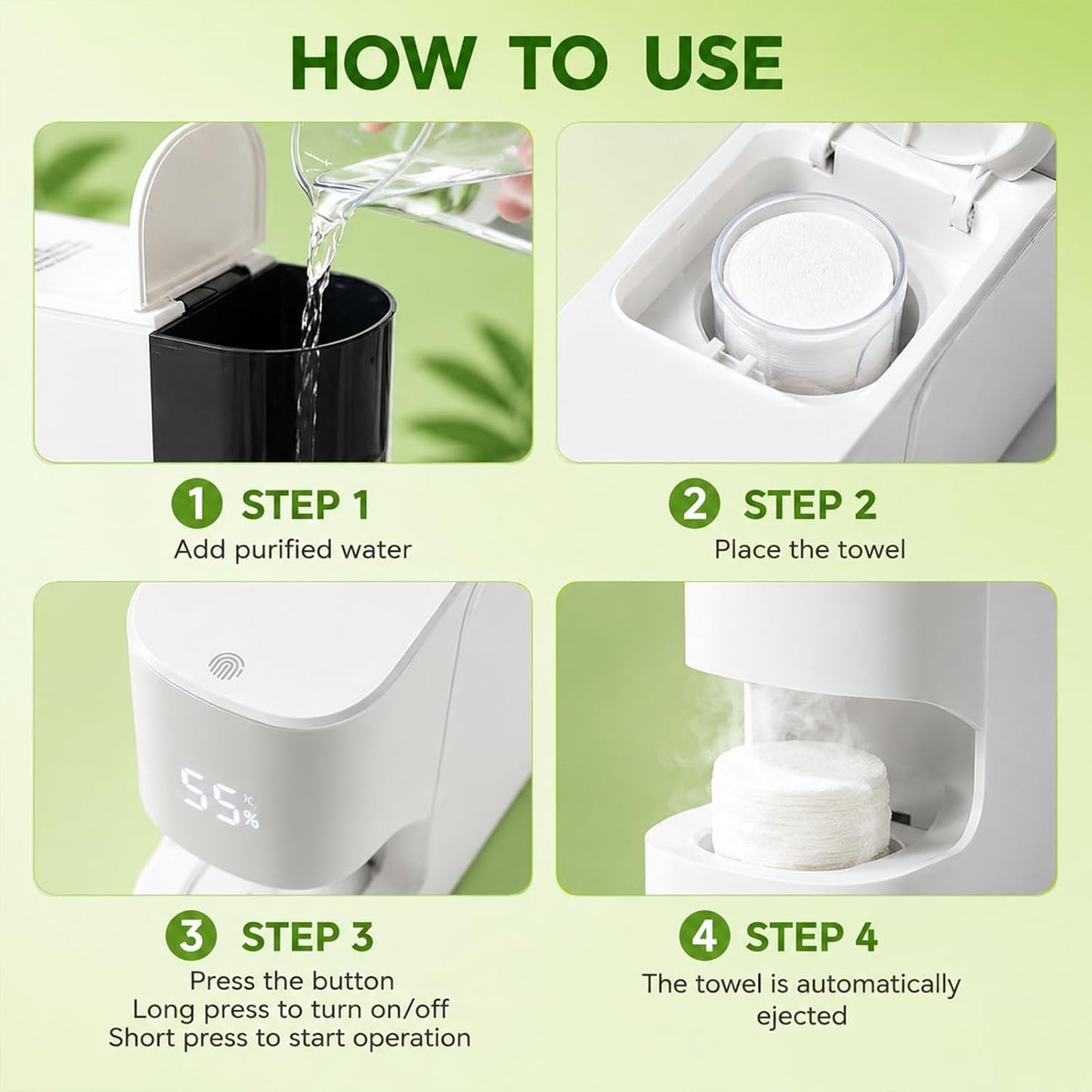 Hot Towel Dispenser Refills - 120 Pcs Disposable Compressed Face Towels for Spa & Home Use