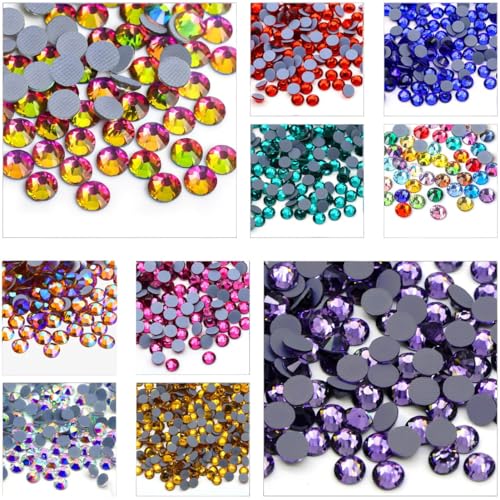 Kzkcy SS16 Hotfix Rhinestones 3.7-3.9mm 1440 Mixed Colors - Flatback Glass Gems for Nails, Bags, Clothes