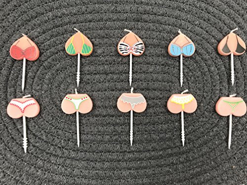 Funny Bikini Birthday Candle Topper - 10-Pack for Cake Decor