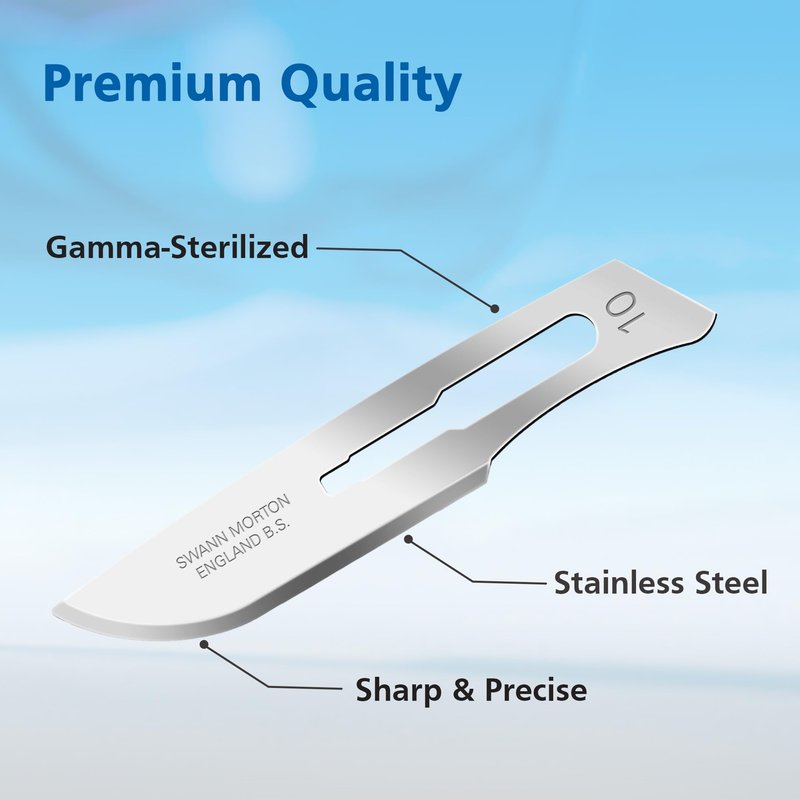 Swann Morton Surgical Scalpel Blade #10 - Sterile Dermaplane Blade for Face, Dermaplaning for Women & Men, Stainless Steel, Beauty Tools for Estheticians - Individually Wrapped, Box of 100