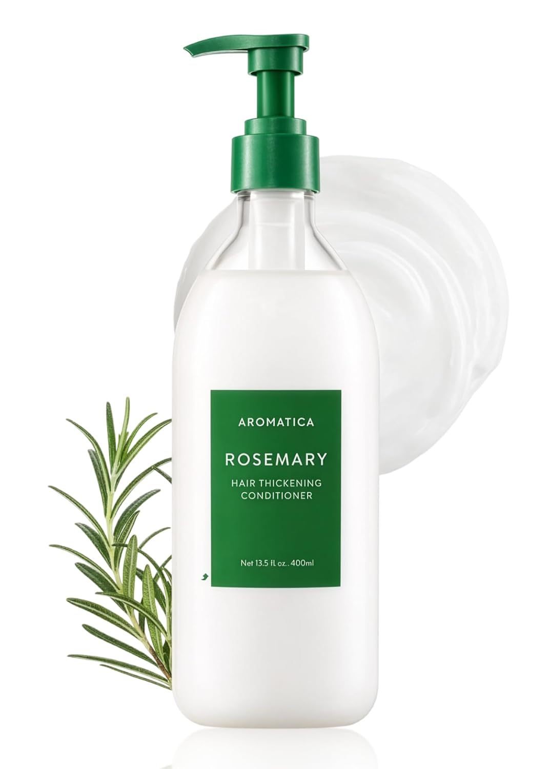 AROMATICA Rosemary Hair Thickening Conditioner - Vegan Moisturizing Formula for Damaged & Dry Hair | 13.53oz/400ml
