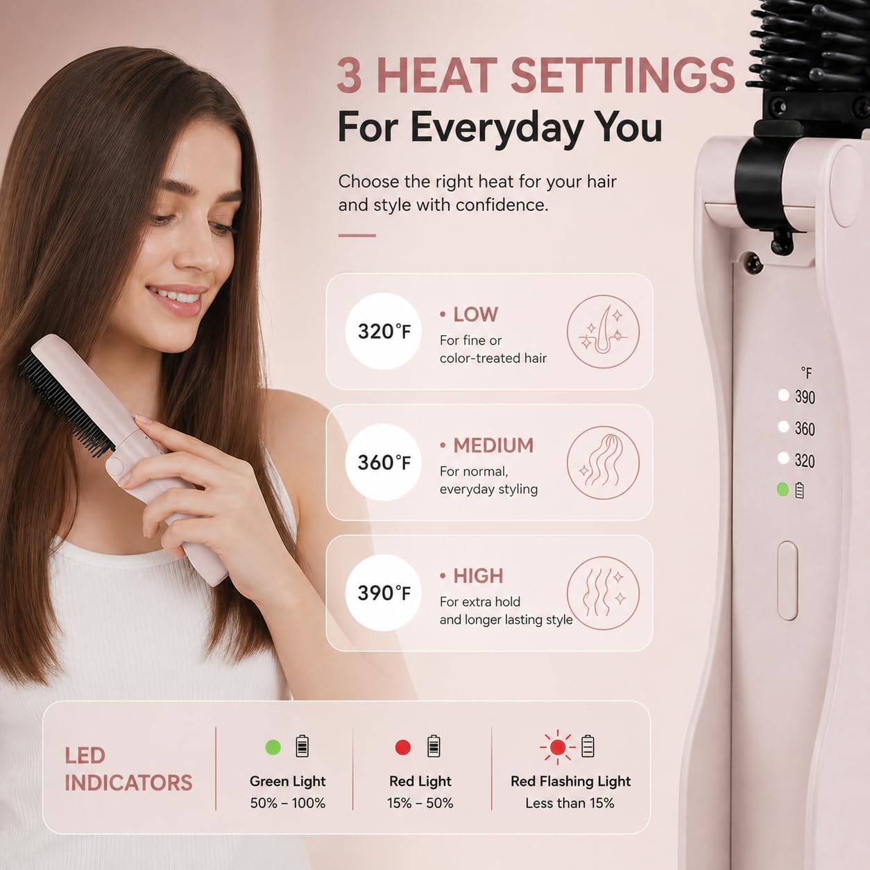 Cordless Hair Straightener Brush - Portable & Foldable Design | Ideal for Travel