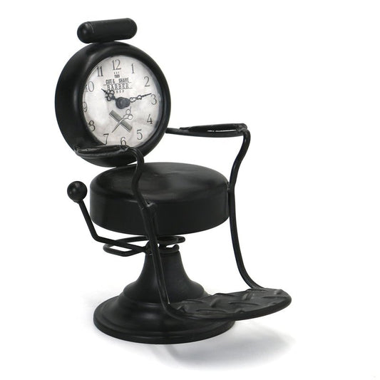 AOROTOE Barber Gifts for Men Barber Shop Decor Barber Chair Desk Clock Hairdresser Hairstylist Gift Ideas Table Top Clock 6.7" W x 8.6" H Black