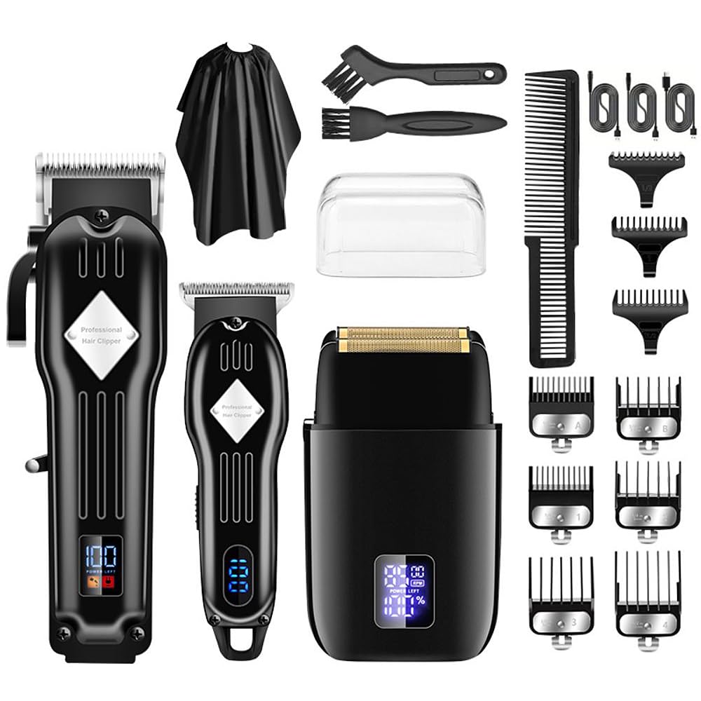 Roziapro Hair Clippers for Men Precise Close Cutting Beard Trimmer Rechargeable Barber Clippers Electric Nose Hair Trimmer Professional Hair Clippers Kit (Black)