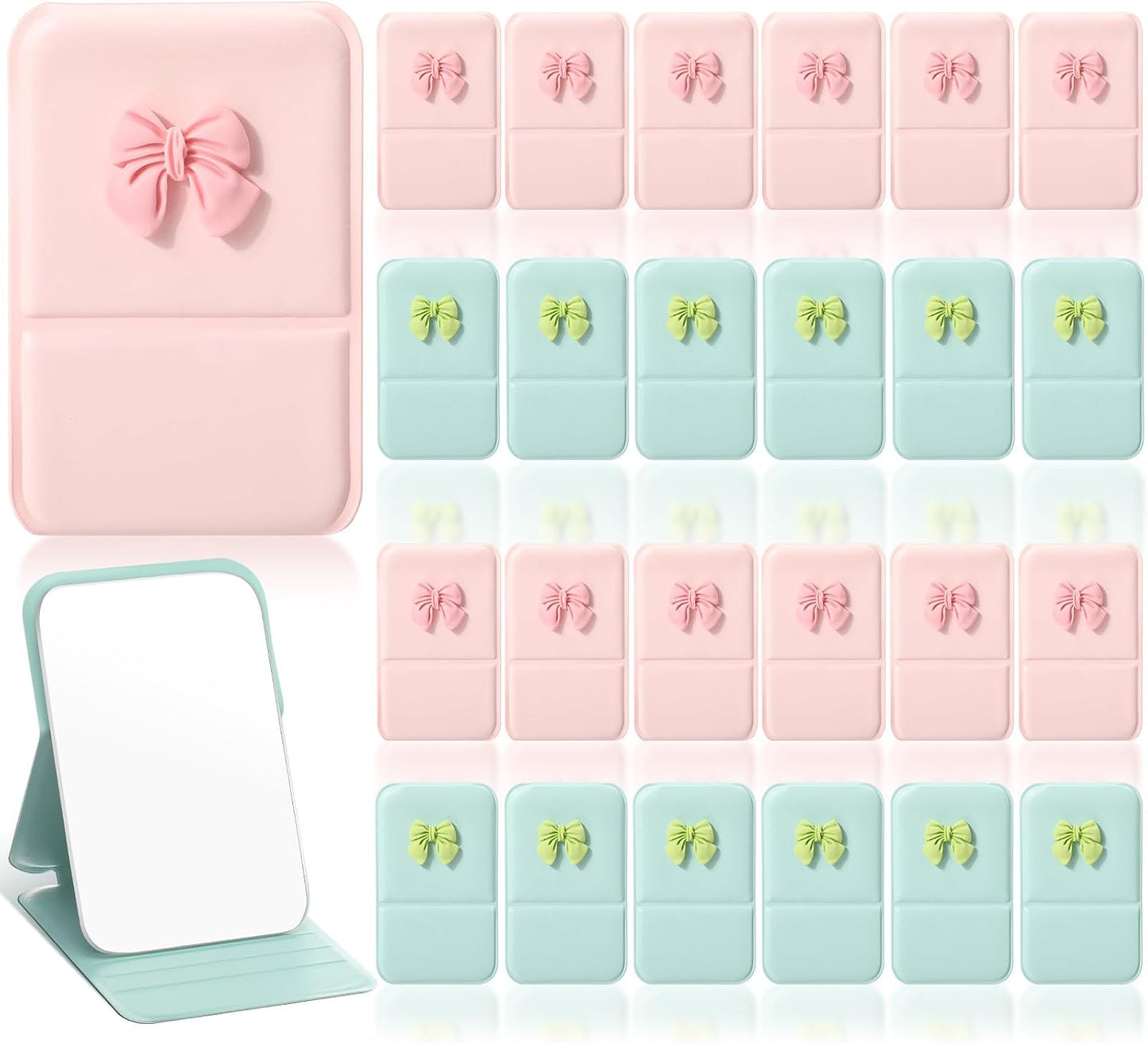Amyhill Mini Folding Heart Mirror - 24 Pcs Compact Mirrors for Women | Pastel Pink Gift Set for Birthdays & Celebrations