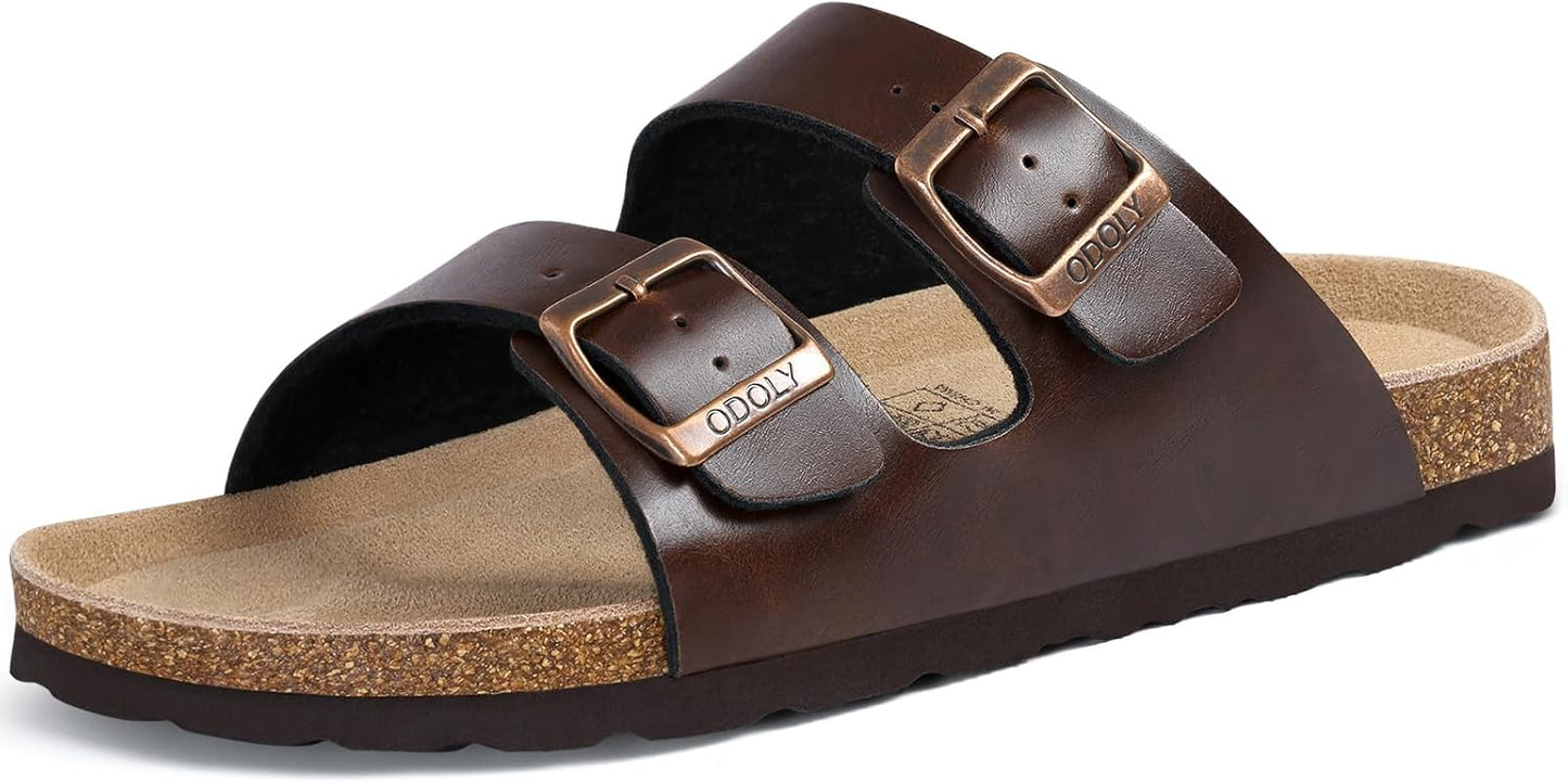 Cork Footbed Slide Sandals - Unisex Summer Outdoor Sandals with Arch Support & Adjustable Buckle | Comfortable Fit