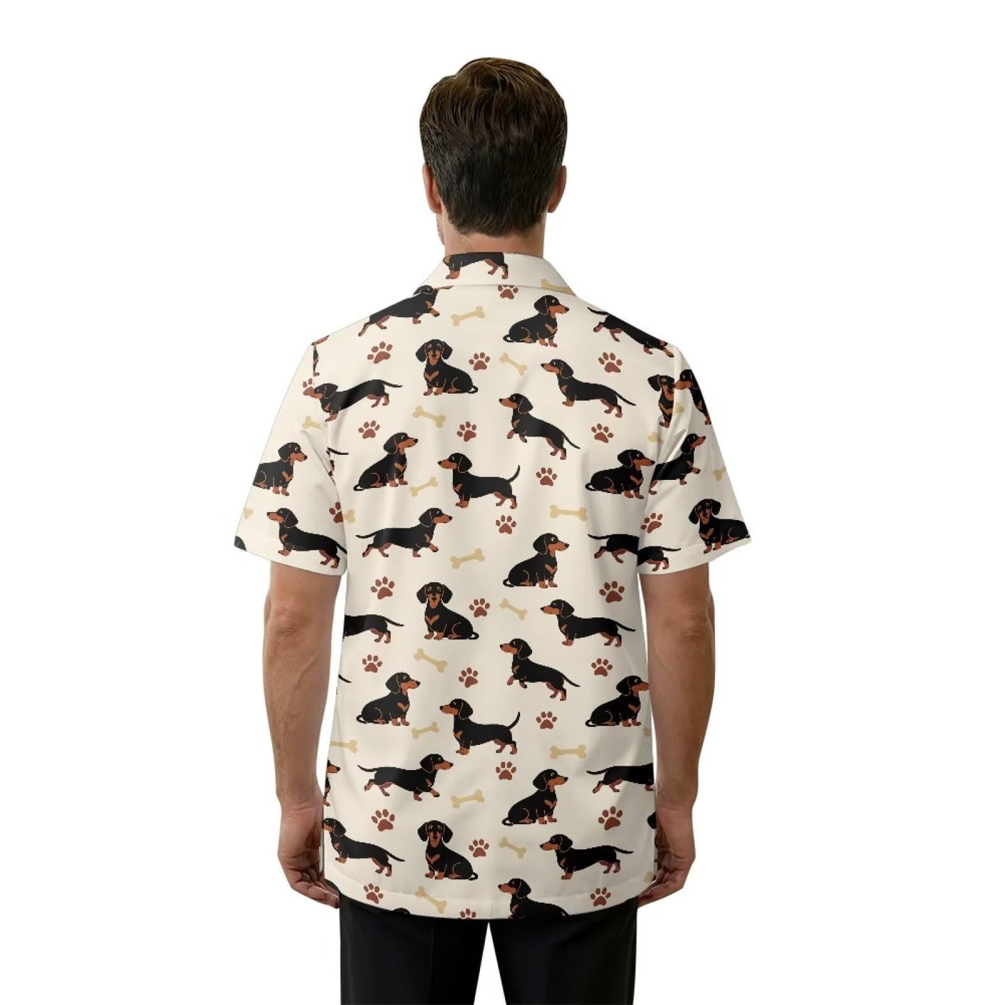 Srengjodk Waterproof Hair Cutting Capes For Adults Stretchy Grooming Smock Splash-Resistant Cobbler Apron 3 Pockets Breathable Chef Waiter Work Shirt Dachshunds Print L 2XL