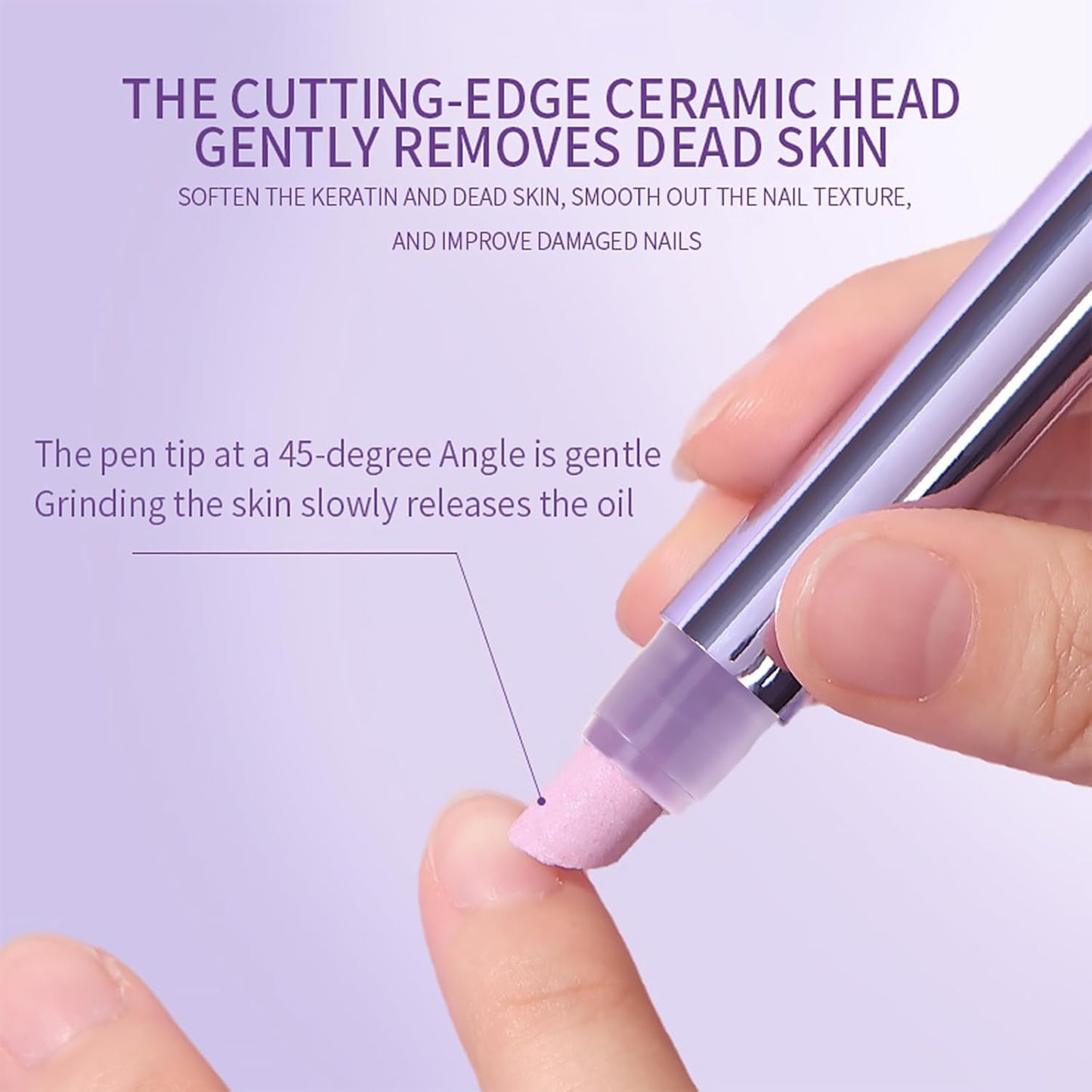 Ceramic Cuticle Oil Pusher Pen - 3-in-1 Nail Care Tool for Hangnails & Dry Nails | Cuticle Remover with Ceramic Tip