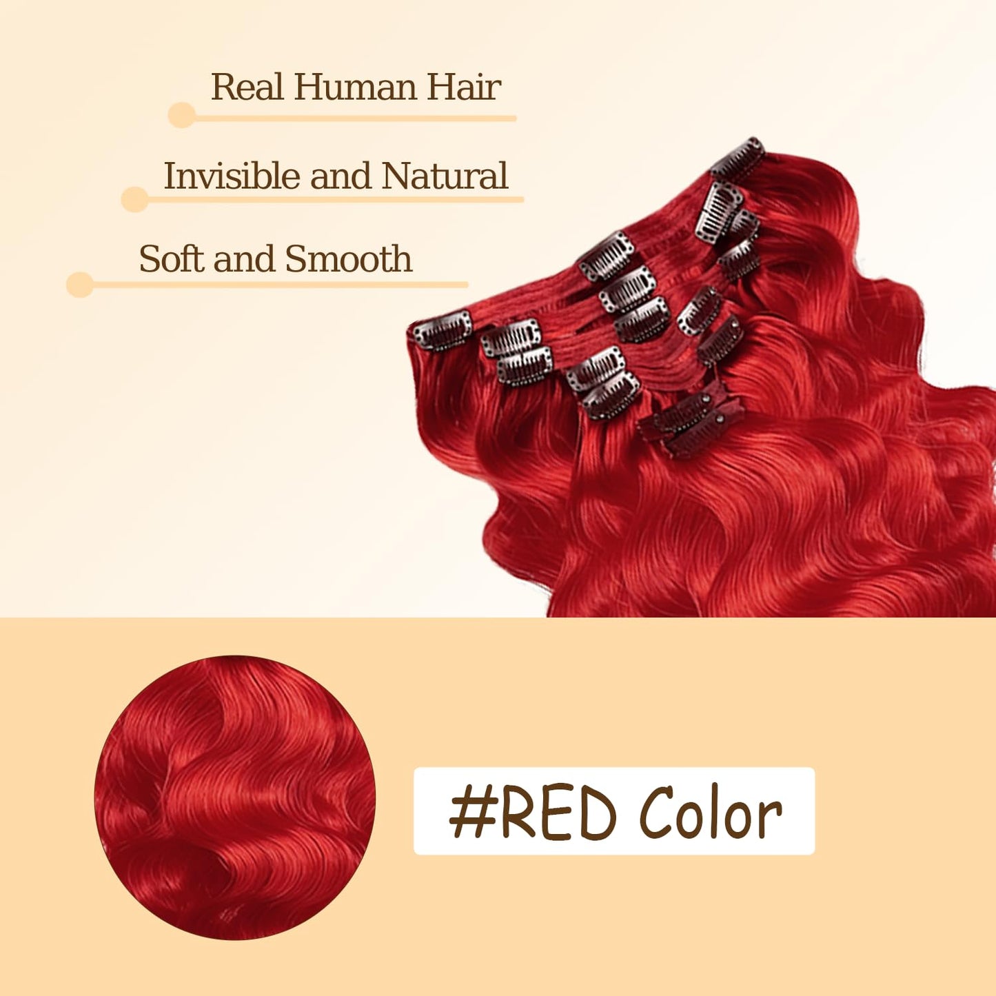 Red Clip in Hair Extensions Real Human Hair, 16 Inch 120g/7Pcs,Full Shine Remy Human Hair,Wine Red Body Wave Clip ins Brazilian Virgin Human Hair Extensions