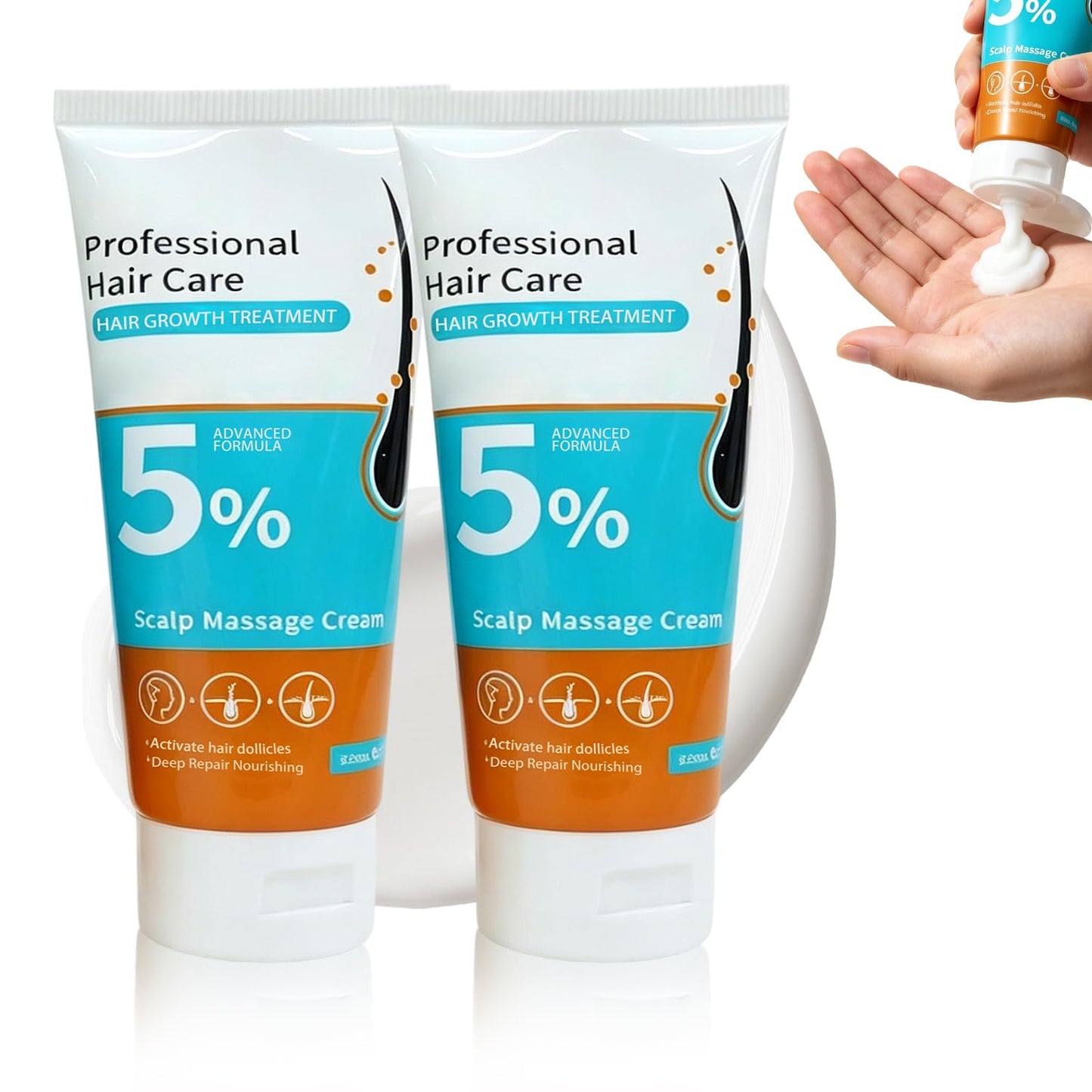 Minoxidil Hair Growth Cream - Anti Hair Loss Treatment for Men & Women | Fast Regrowth & Strengthens Roots (2PCS)