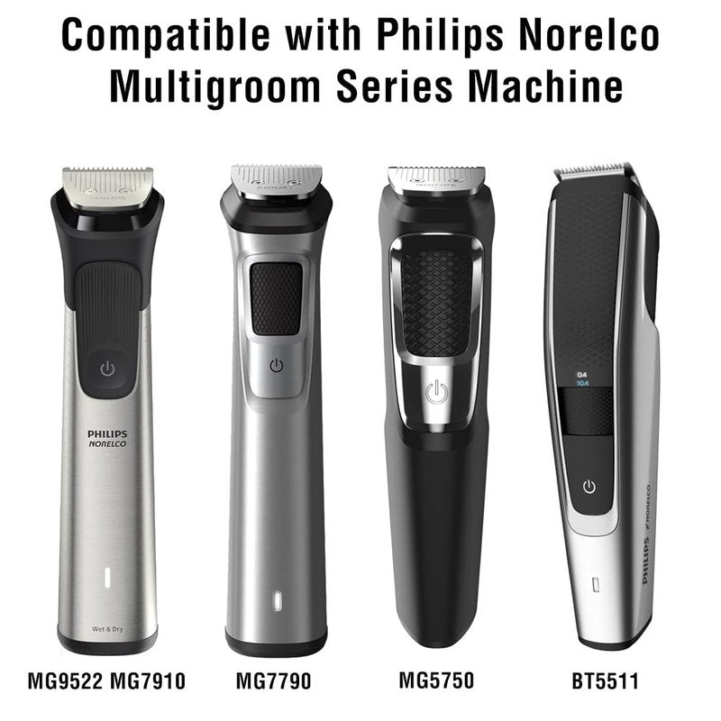 maxeylead 32mm Full Size Replacement Trimmer Blade Compatible with Philips Norelco Multigroom MG3750 MG5750 MG7750 MG7790 MG9510 BT5511 Beard Trimmer Attachment Parts Black (Silver)