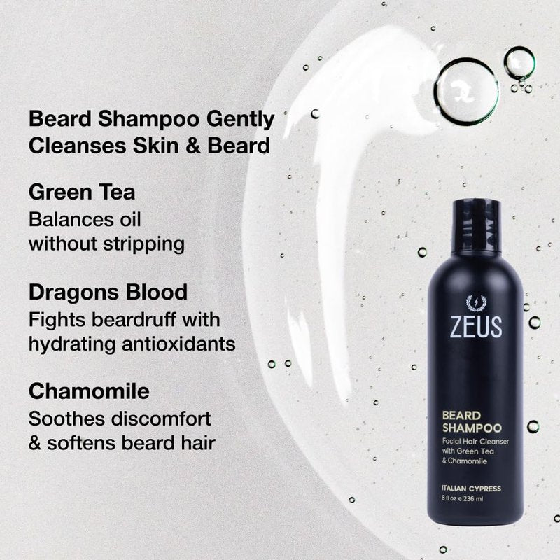 ZEUS Deluxe Men’s Beard Care Set – Luxury Grooming Kit with Wash, Oil & Brush, Perfect for Husband, Dad or Boyfriend (Vanilla Rum)
