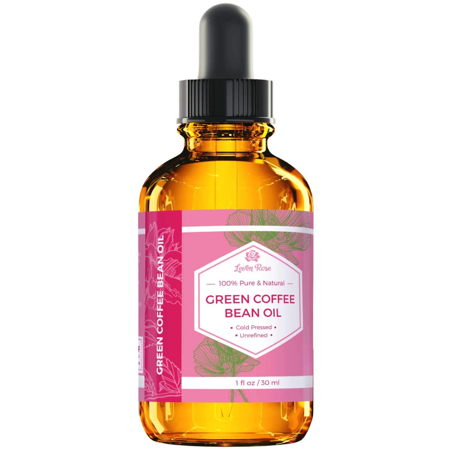 Green Coffee Bean Oil - 100% Natural Cold Pressed Unrefined Oil for Eyes, Face, Nails & Hair - 1 oz Bottle