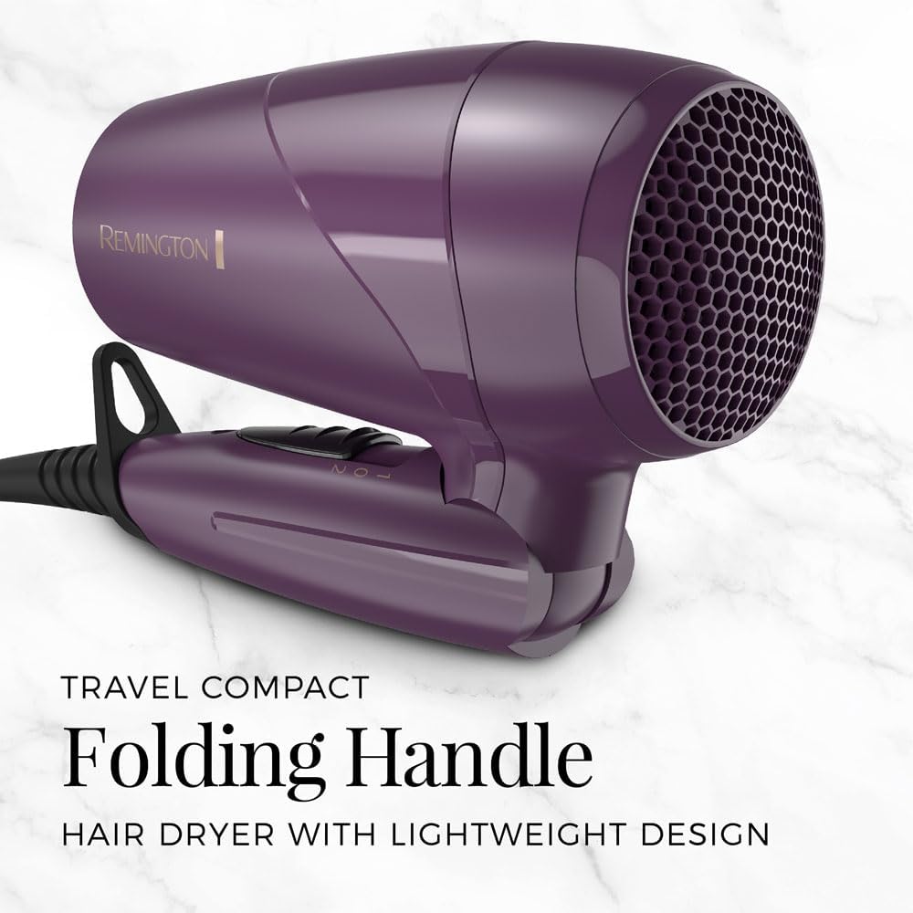 Remington Travel Hair Dryer - Compact Folding Design with Dual Voltage & Ceramic Coating | Lightweight for International Use