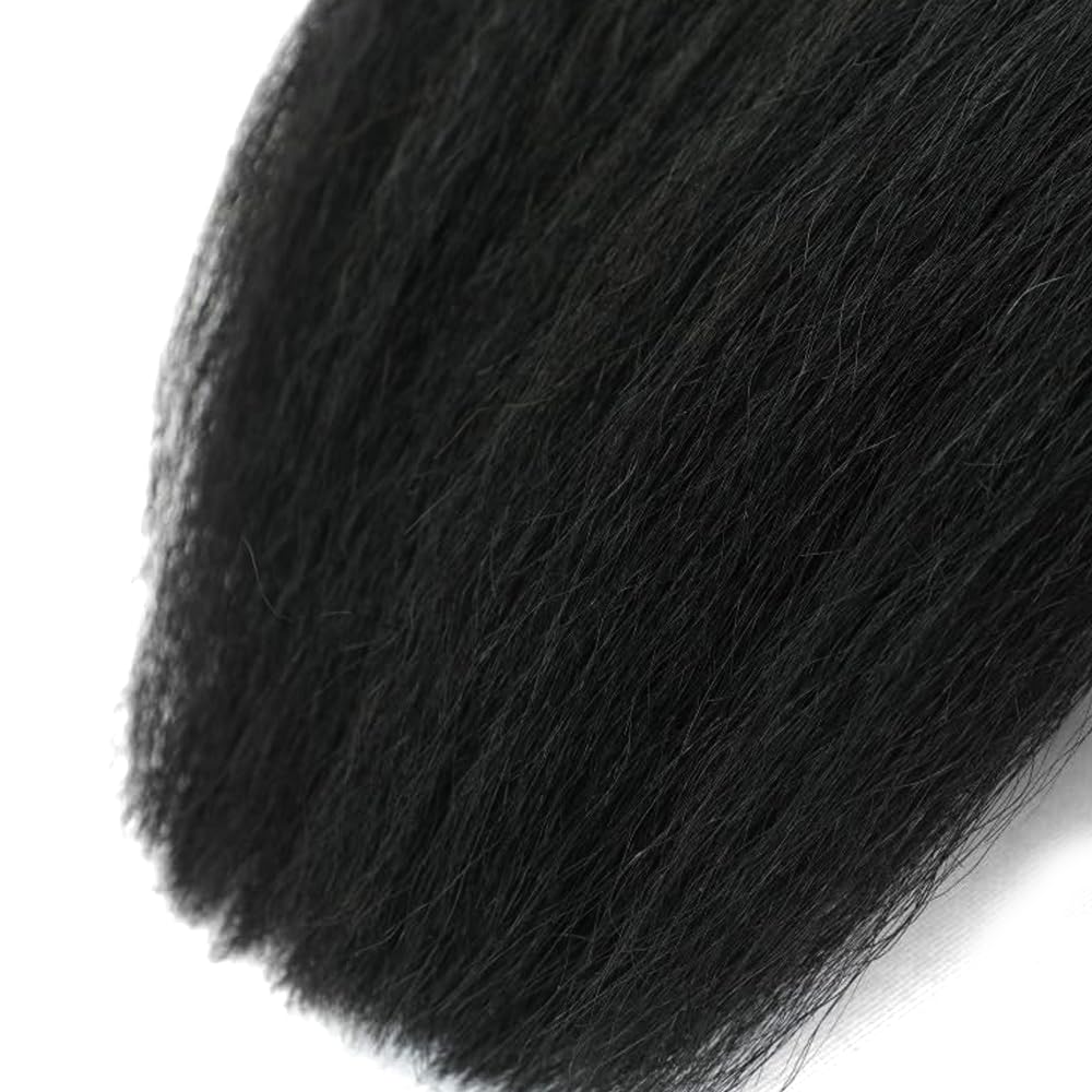 Yaki Human Hair Bundles #1B Yaki Straight Human Hair Bundles 26 inch WuvuSnm Natural Black Kinky Straight Bundle