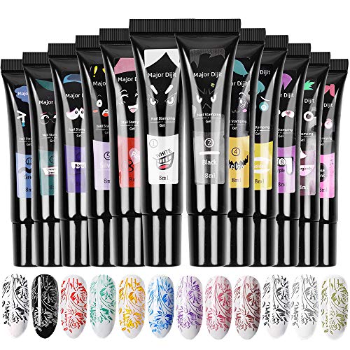 Major Dijit 12 Colors Stamping Nail Polish Gel 8ML for Nail Art