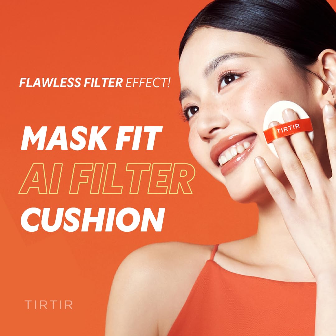 TIRTIR Cushion Foundation - AI-Like Semi-Matte Finish | Medium to Full Coverage, #21N Ivory, 0.63 Fl Oz