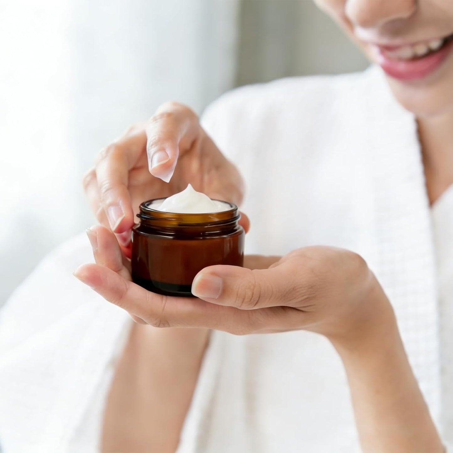 Airtight Amber Glass Jars - 2 Oz Small Cosmetic Containers | 12 Pack for Lotions, Creams, Candles