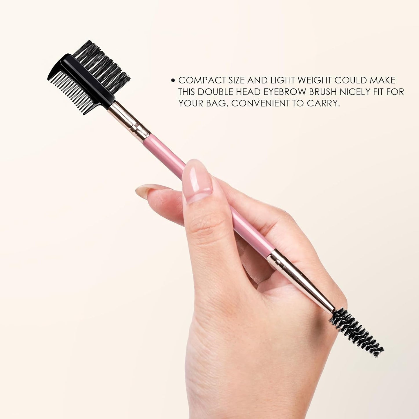3 Head Eyebrow Eyelash Shaper - Double Head Spoolie Brushes for Grooming & Separating Lashes | Pink