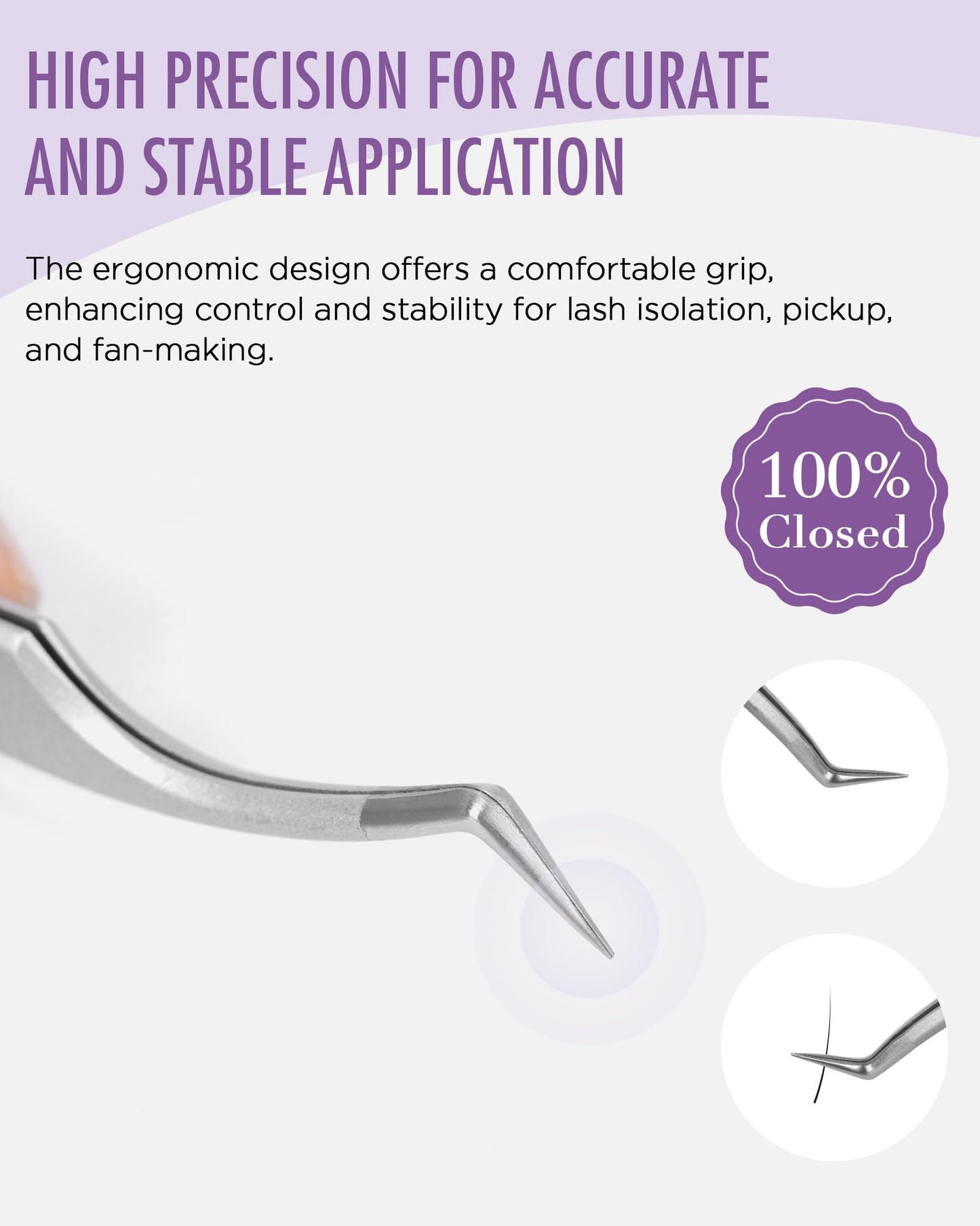 Beyelian Volume Lash Tweezers Lash Tweezers for Eyelash Extensions, Non-slip High Precision Effortless Tip for Mega Fans, Stainless Steel JT12