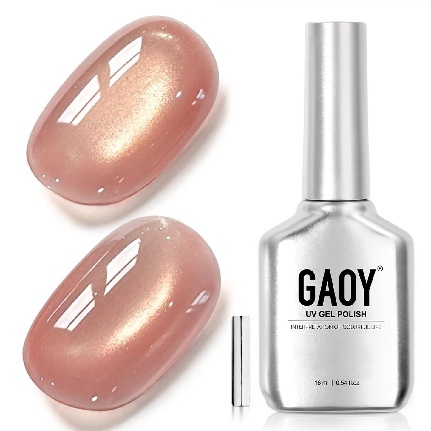 Glassy Cat Eye Gel Nail Polish - 16ml Holographic UV Gel with Magnet | Silvery Moonlight Reflective Finish