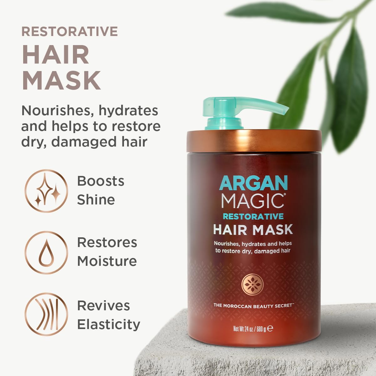 Argan Magic Restorative Hair Mask - Protein Rich Conditioning Hair Mask that Hydrates, Restores And Repairs Damaged Hair | Paraben Free, (24 Oz)
