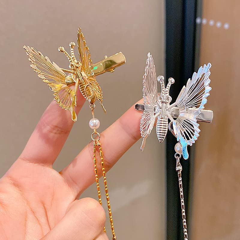Silver 6-Pack 3D Fluttering Butterfly Hair Clips for Women & Girls