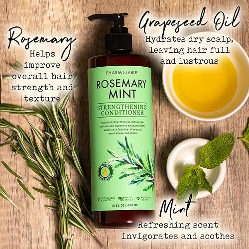PHARM TO TABLE Rosemary & Mint Hair Conditioner for Stronger, Nourished Hair