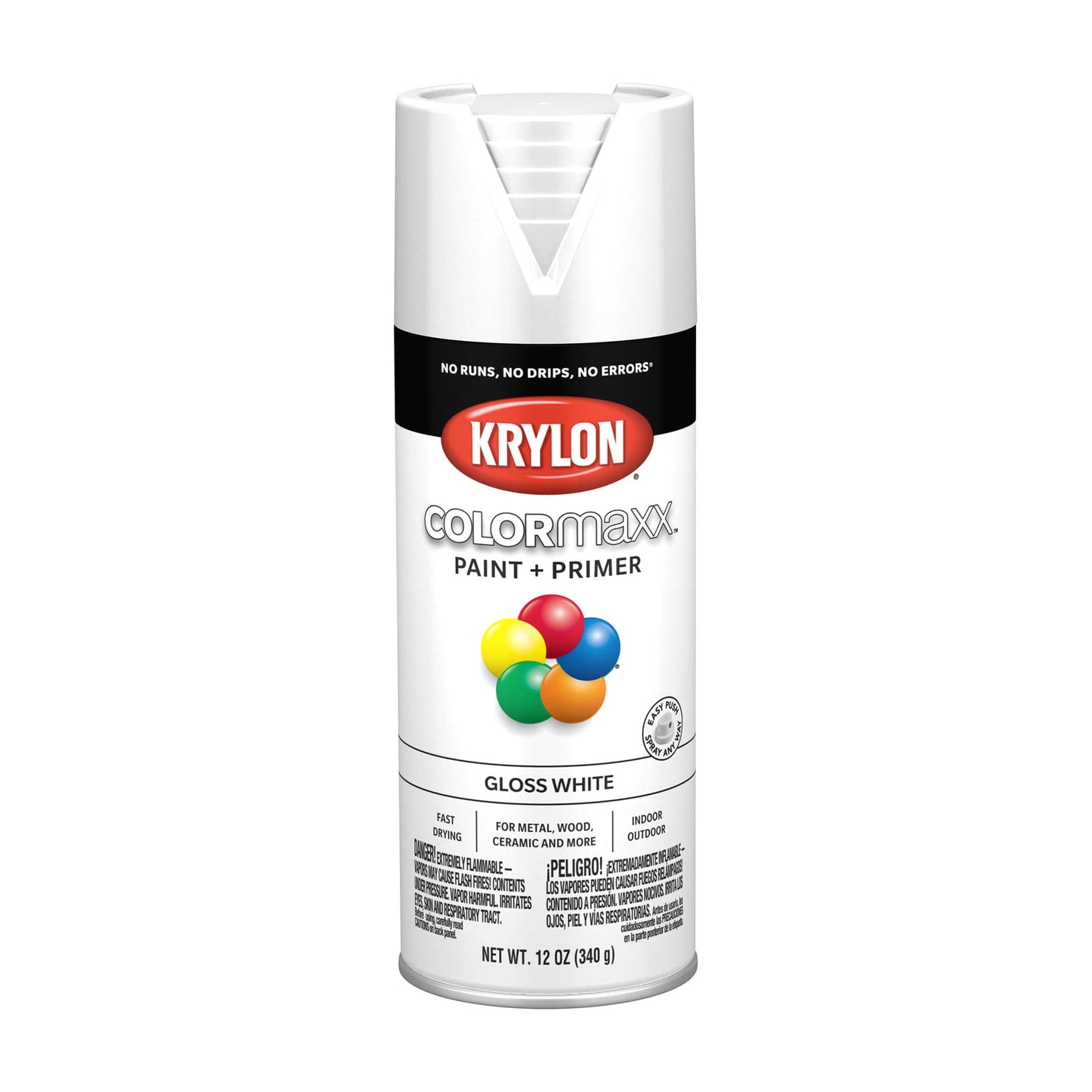 Krylon ColorMaxx 12 Oz. Gloss Spray Paint, White - 1 Each