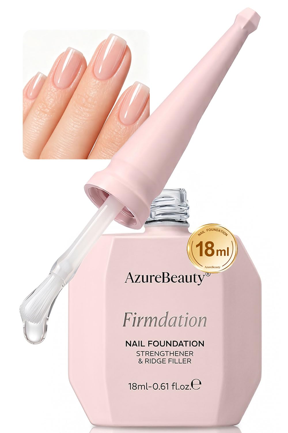 AzureBeauty 18ml Nail Strengthener for Weak & Damaged Nails, Clear Transparent Peel Off Nail Repair Treatment, Ridge Filler & Nail Concealer Foundation, Quick Dry Nail Hardener for Brittle Nails