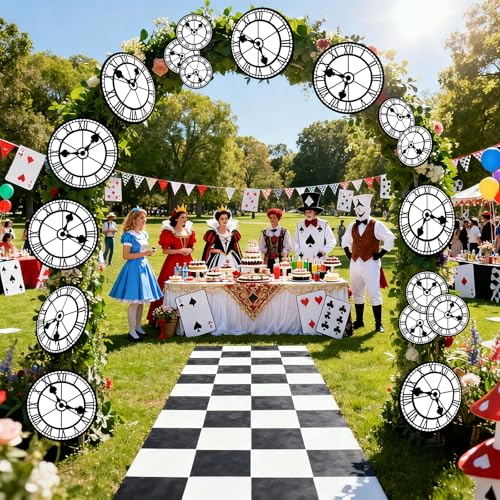 Wonderland Clock Hanging Swirls - 60Pcs Party Decorations Set