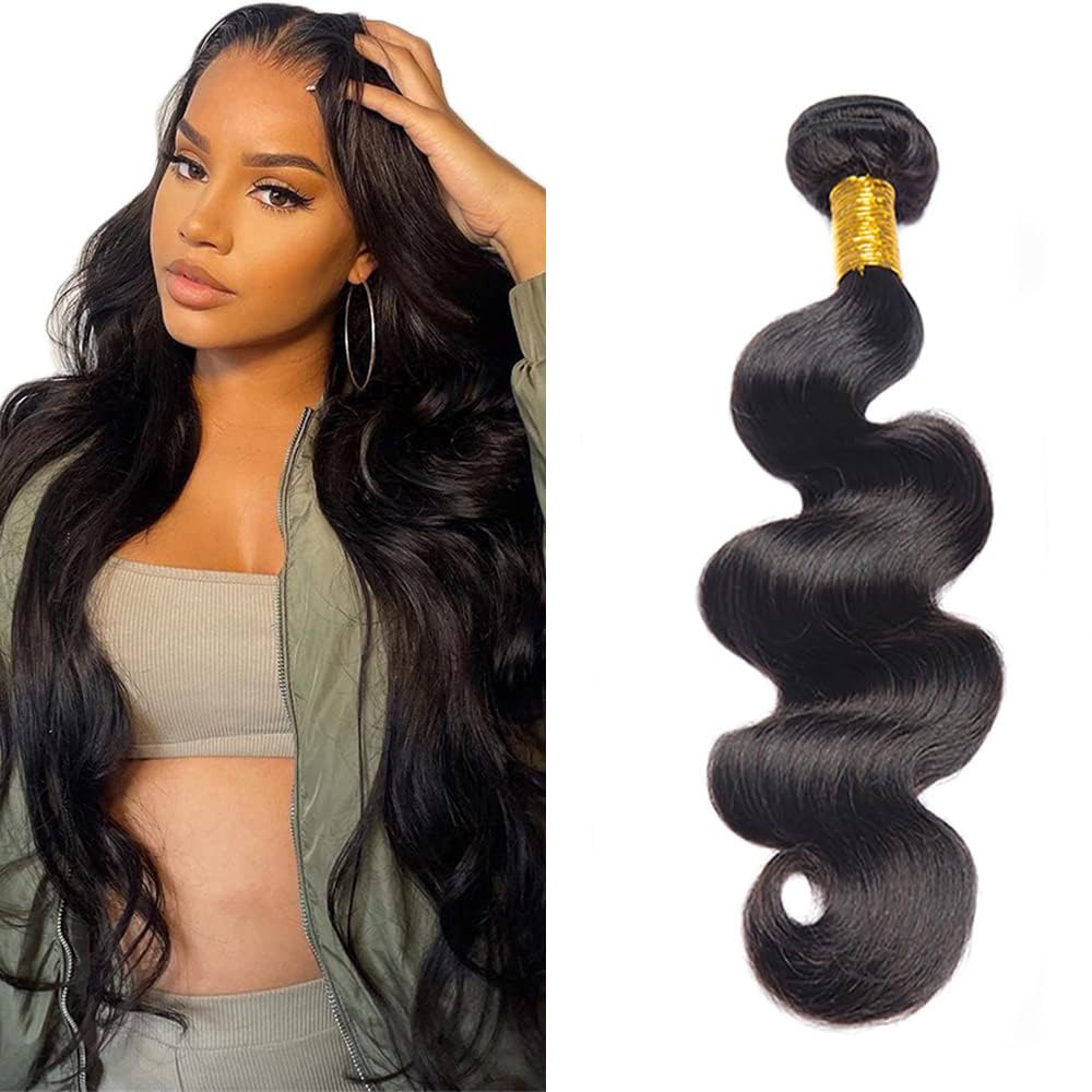30 Inch Human Hair Bundles Body Wave Bundles Human Hair Brazilian Virgin Remy Hair 1 Bundle Black Natural Color Double Weft Hair Extensions
