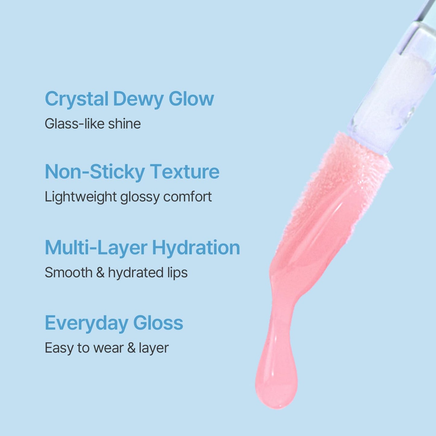 LOVB LOVB Crystal Dewy Lip Gloss | Lightweight & Non-Sticky | High-Shine & Long-Lasting | Hydrating Korean Lip Care Gloss | 0.17 oz. (02 CHARMING ROSE)